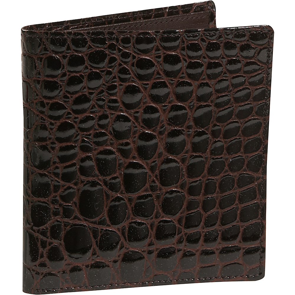 Budd Leather Crocodile Bidente Credit Card Hipster Brown Budd Leather Men s Wallets