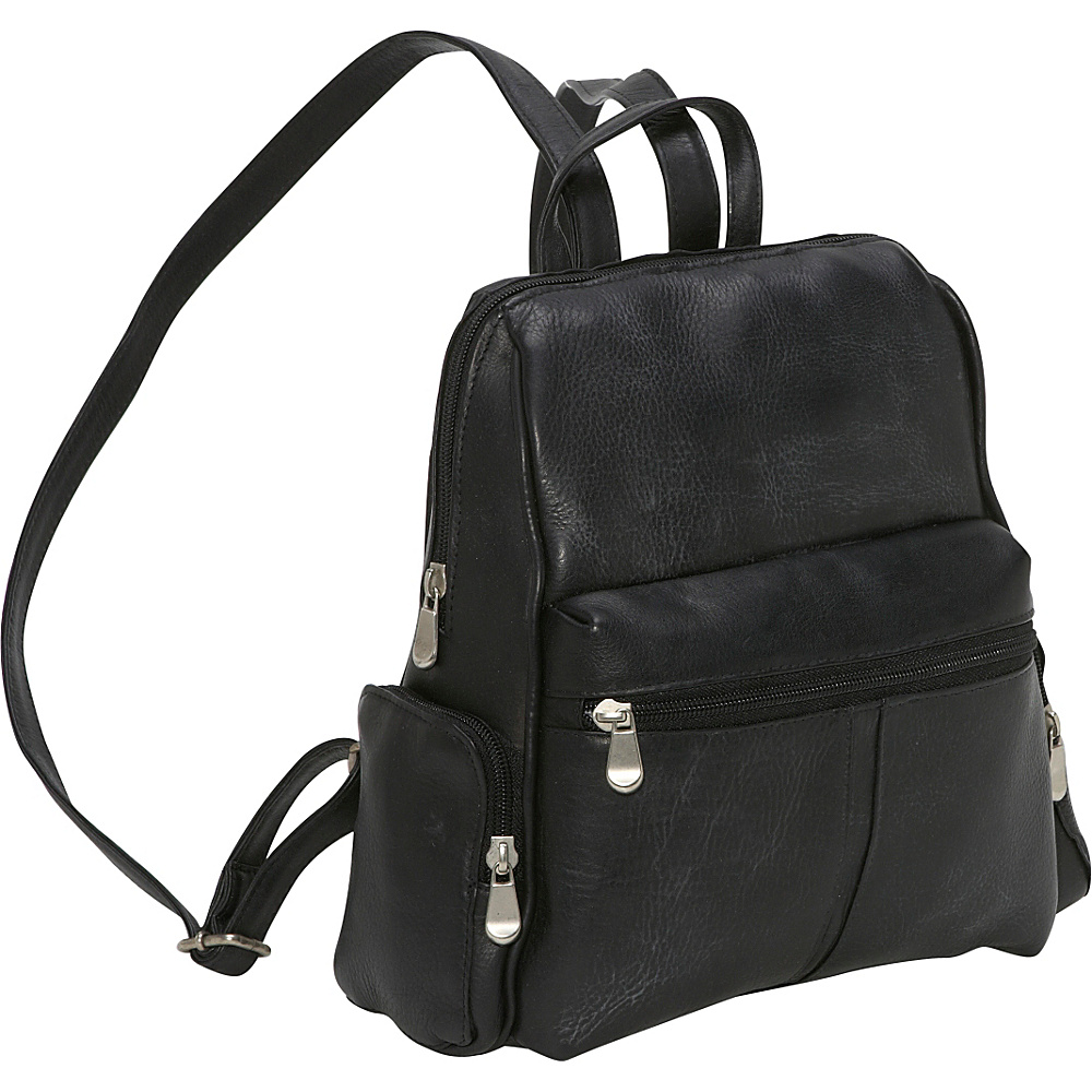 Le Donne Leather Zip Around Backpack Purse Black