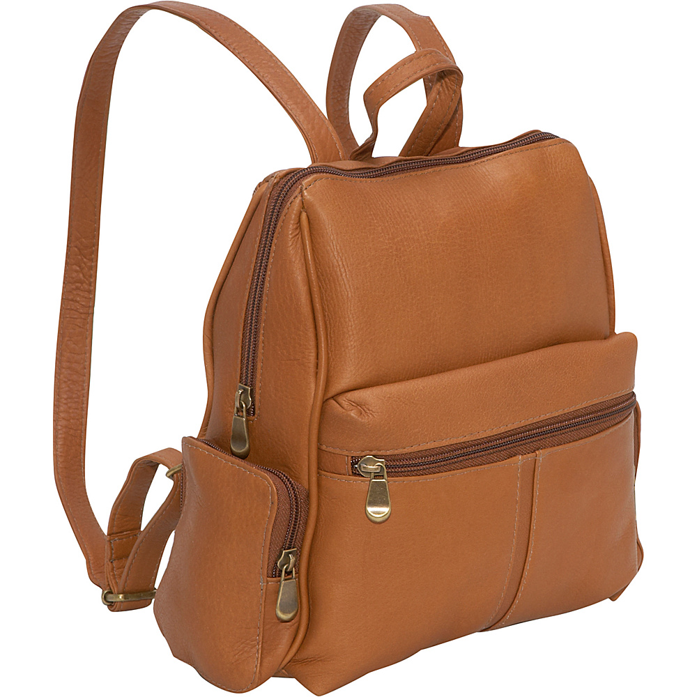 Le Donne Leather Zip Around Backpack Purse Tan