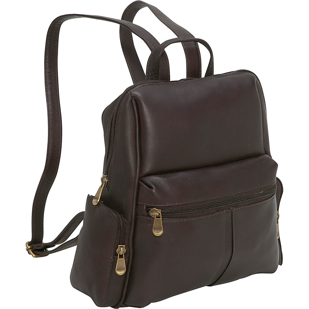 Le Donne Leather Zip Around Backpack Purse Caf
