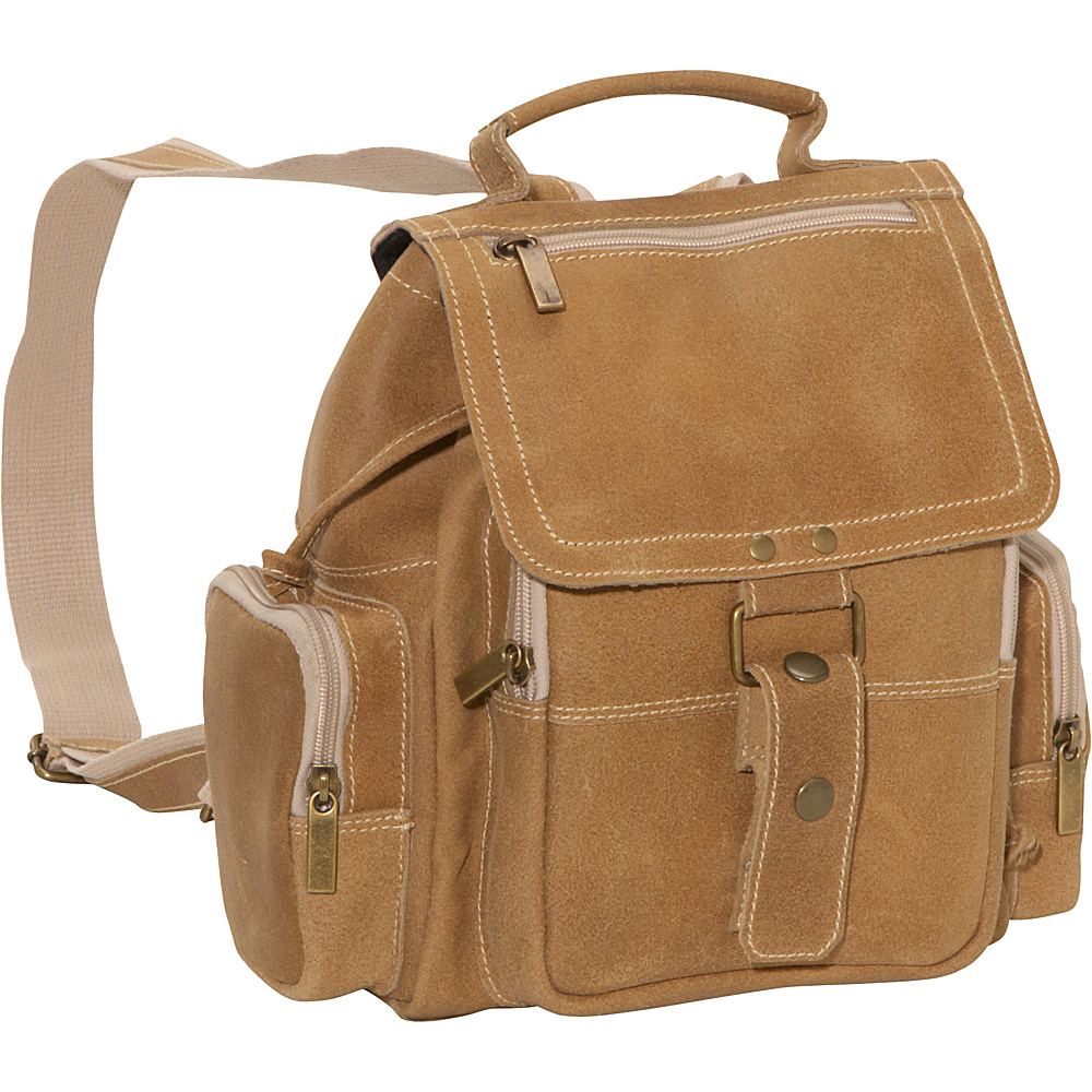 David King Co. Distressed Mid Size Top Handle Backpack Tan David King Co. Leather Handbags