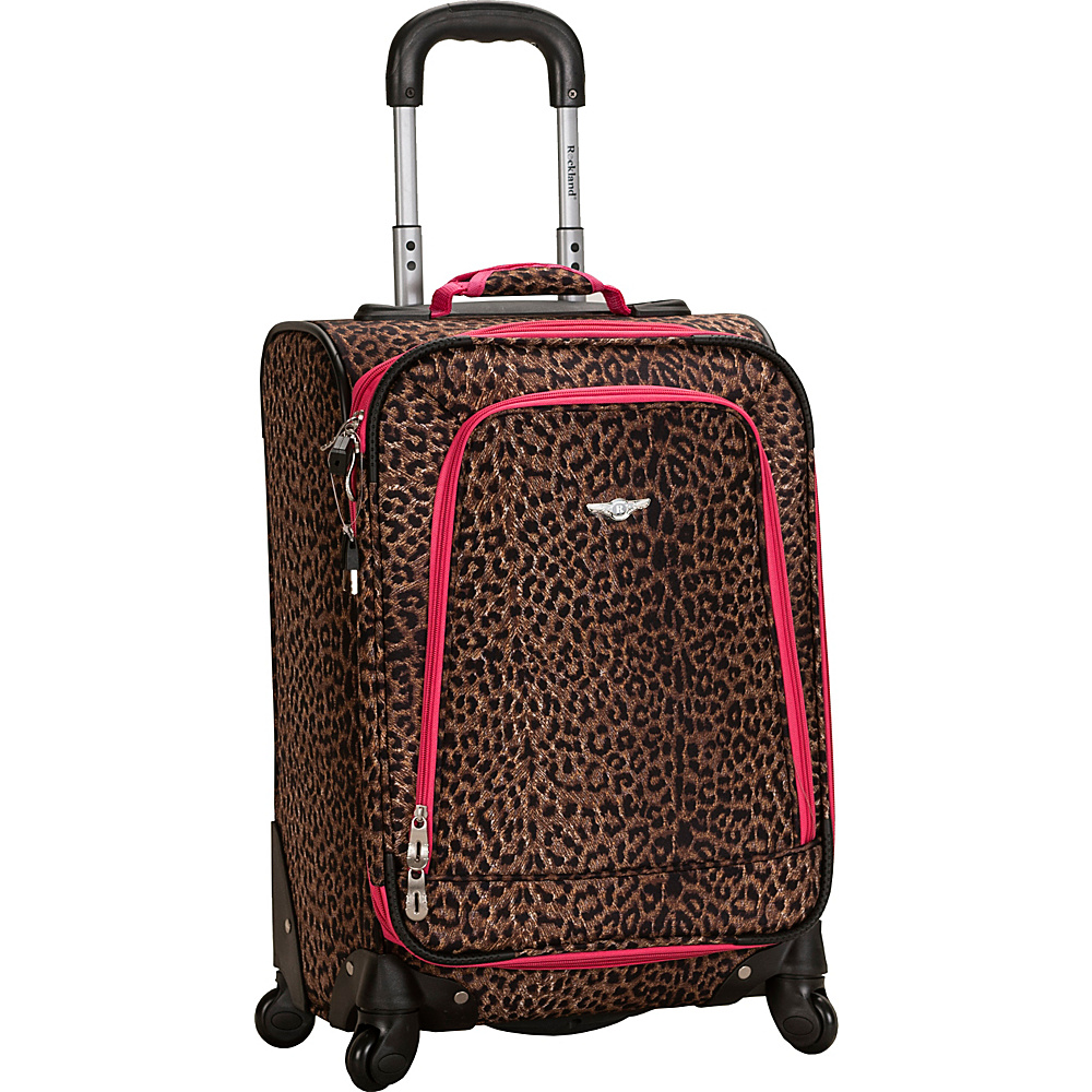 Rockland Luggage Venice 20 Spinner Carry On Pink Leopard Rockland Luggage Softside Carry On