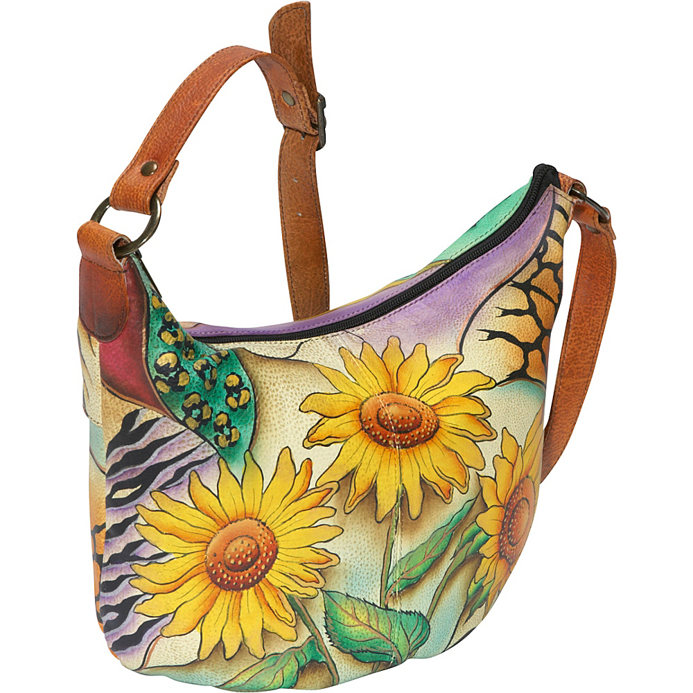 Anuschka Medium Hobo Sunflower Safari Anuschka Leather Handbags
