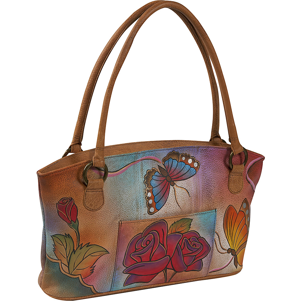 ANNA by Anuschka Wide Tote Rose Butterfly Rose Butterfly ANNA by Anuschka Leather Handbags
