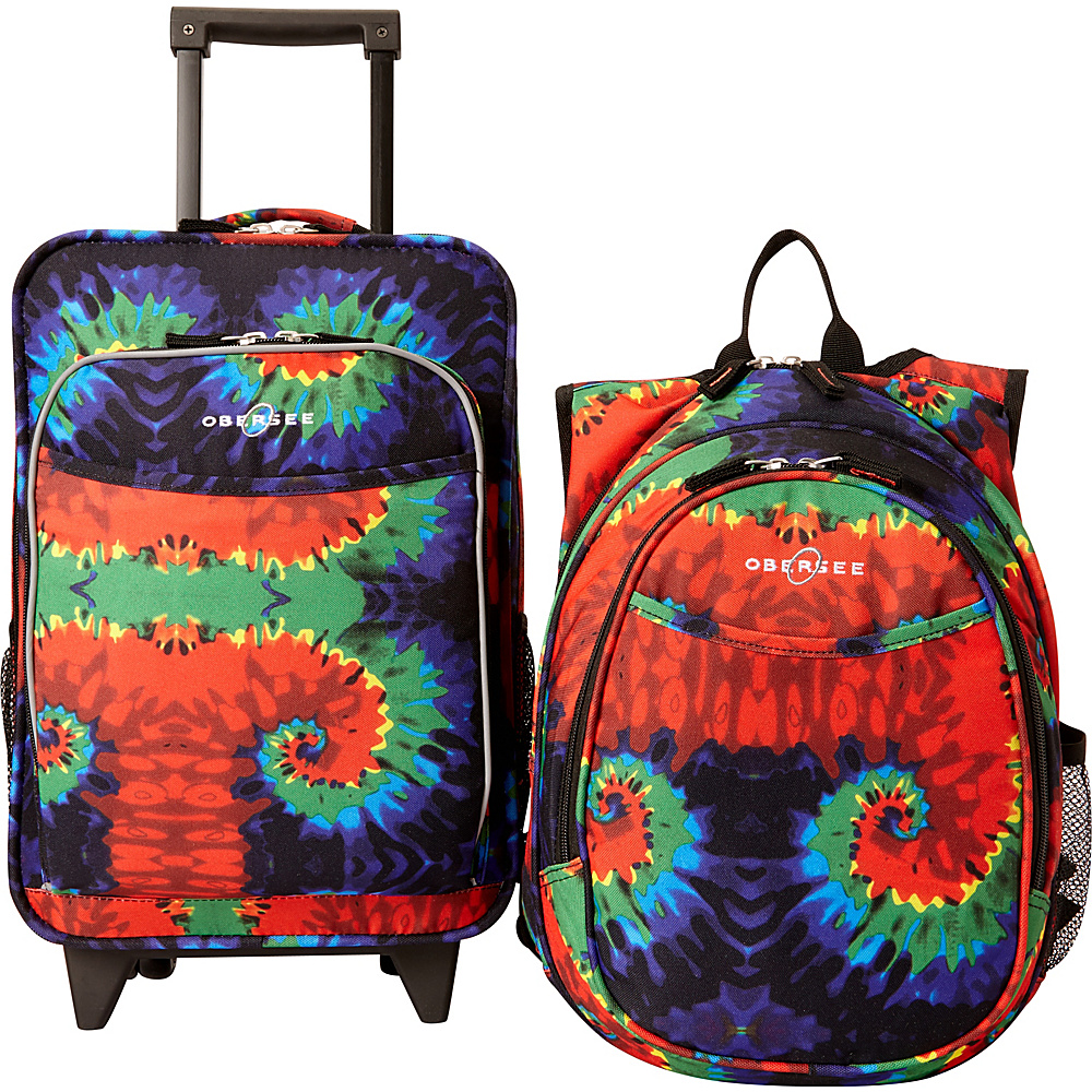 Obersee Kids Tie Dye Luggage and Backpack Set With Integrated Cooler Tie Dye Obersee Softside Carry On