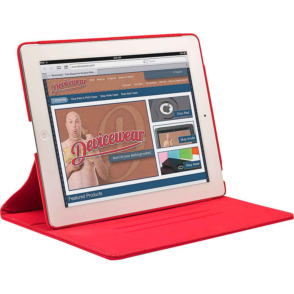 Devicewear The Ridge for iPad 3 Slim Vegan Leather Case w Stand Red Devicewear Electronic Cases