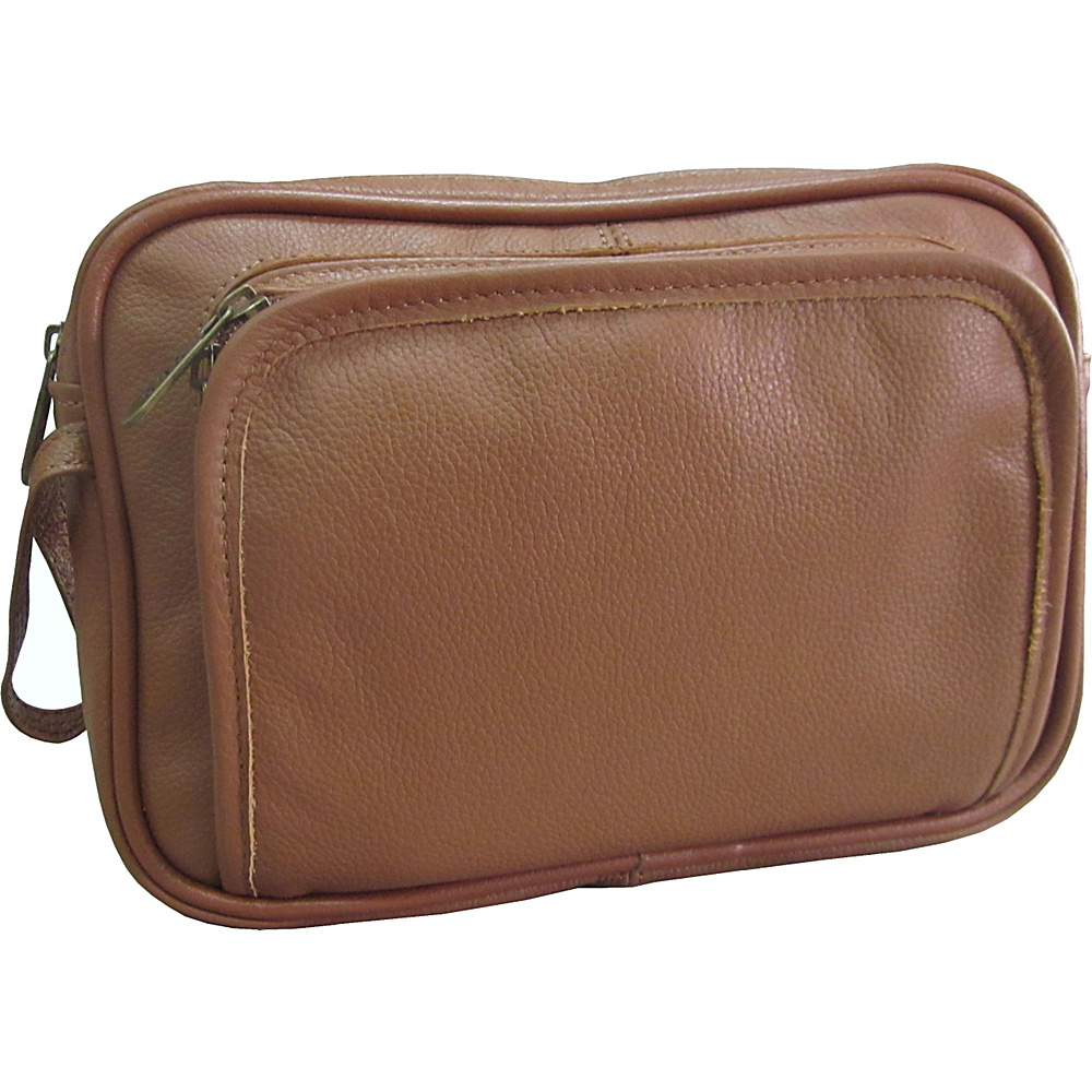 AmeriLeather Leather Travel Toiletry Bag Brown