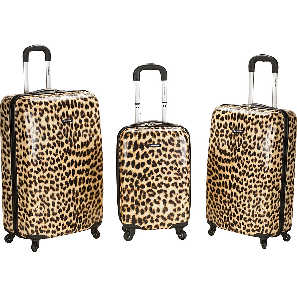 Rockland Luggage Leopard 3 Piece Hardside Spinner Set Leopard Rockland Luggage Luggage Sets