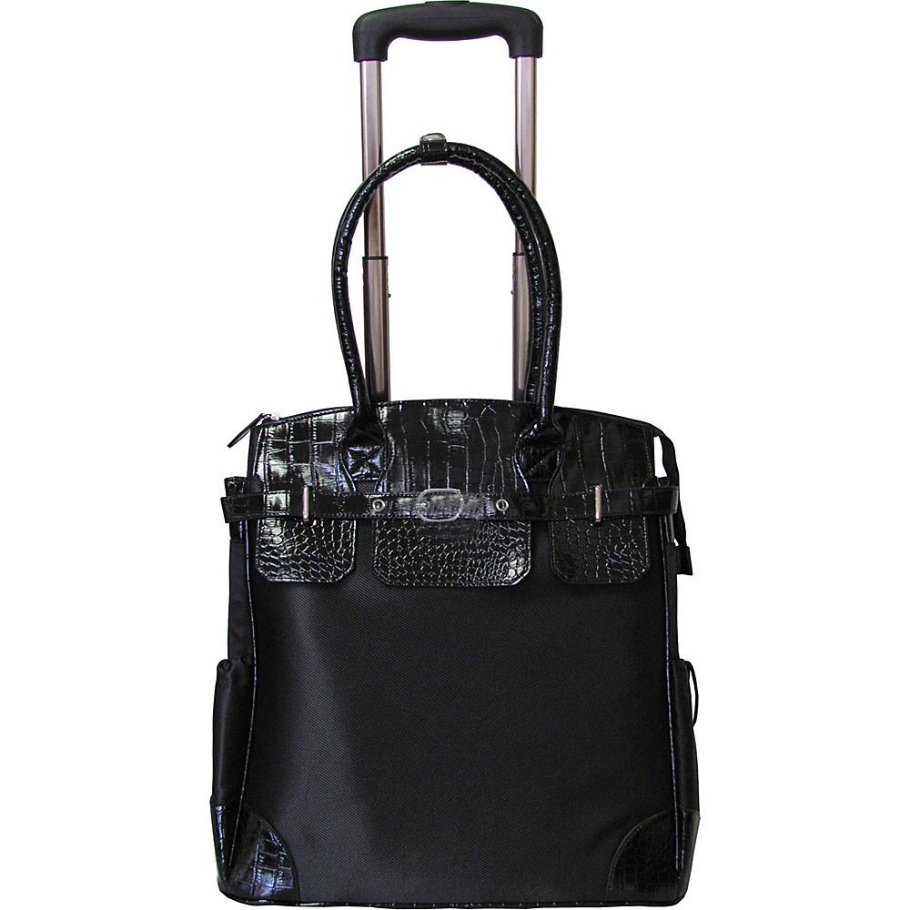 AmeriLeather Deluxe Skylar Women s Large Rolling Laptop Tote Black AmeriLeather Wheeled Business Cases
