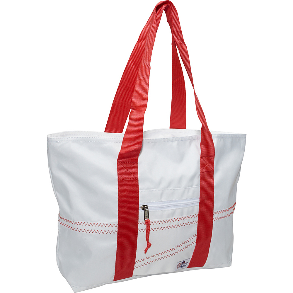 SailorBags Sailcloth Medium Tote White with Red Straps SailorBags Fabric Handbags