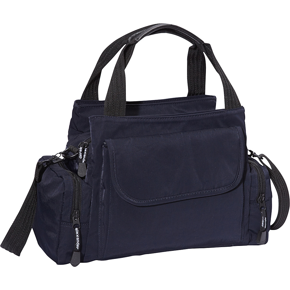 Derek Alexander EW Top Zip Handbag Mini Duffle Navy Derek Alexander Fabric Handbags