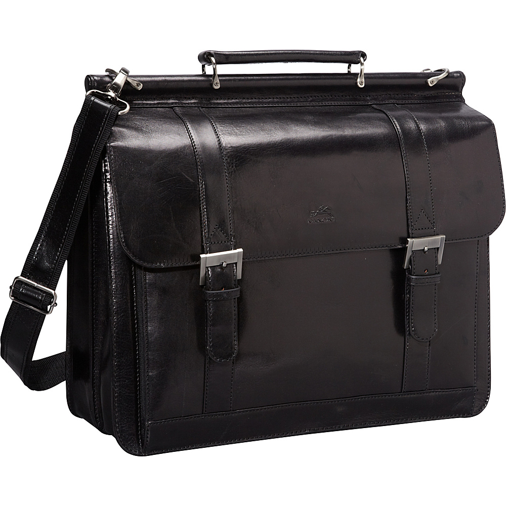 Mancini Leather Goods Luxurious Italian Leather Laptop Briefcase Black Mancini Leather Goods Non Wheeled Business Cases