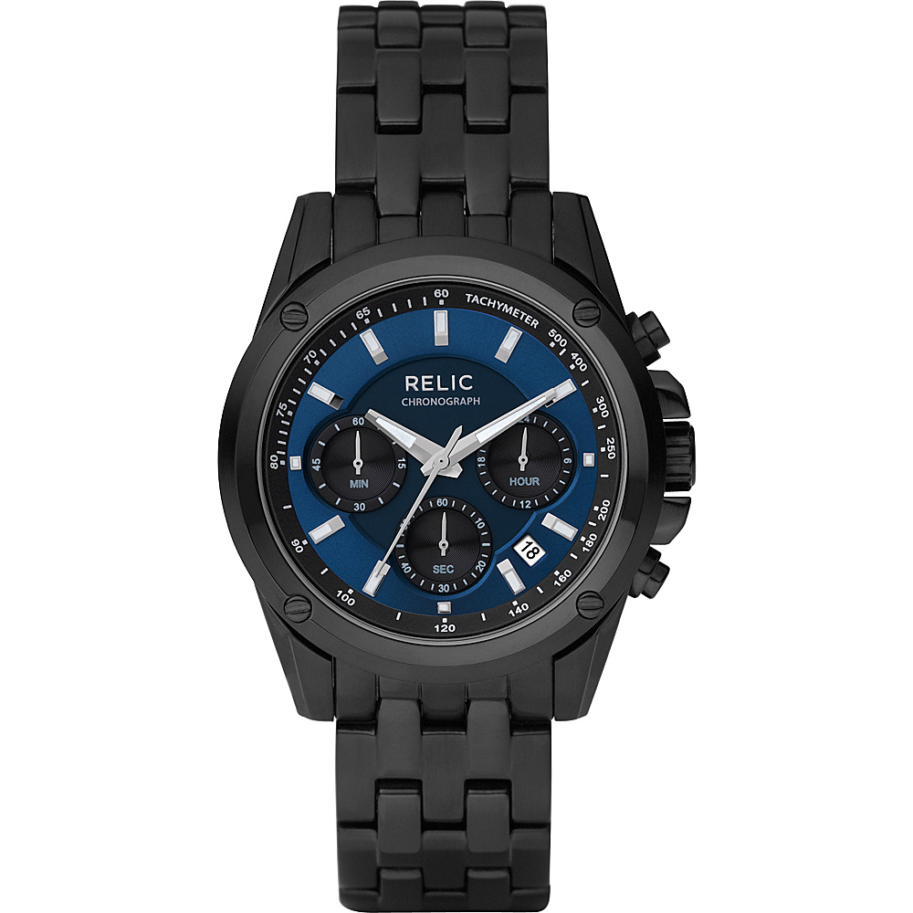 Relic Men s Grant Black IP w Blue Chronograph Bracelet Black Relic Watches