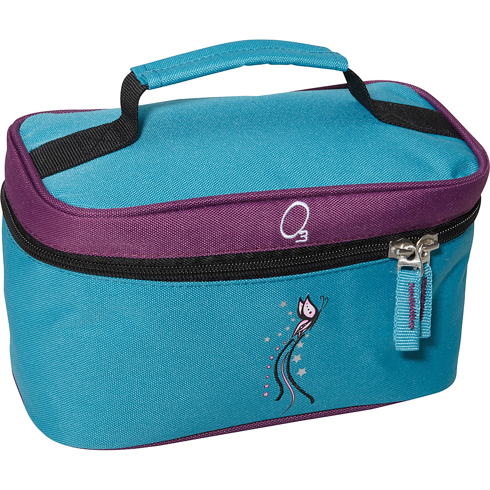 Obersee Kids Toiletry and Accessory Train Case Bag Turquoise Butterfly Turquoise Butterfly Obersee Toiletry Kits