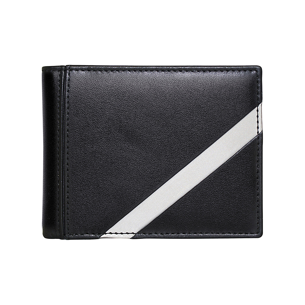 Stewart Stand Leather Tech Bill Fold Stainless Steel Wallet RFID Black Silver Stewart Stand Men s Wallets