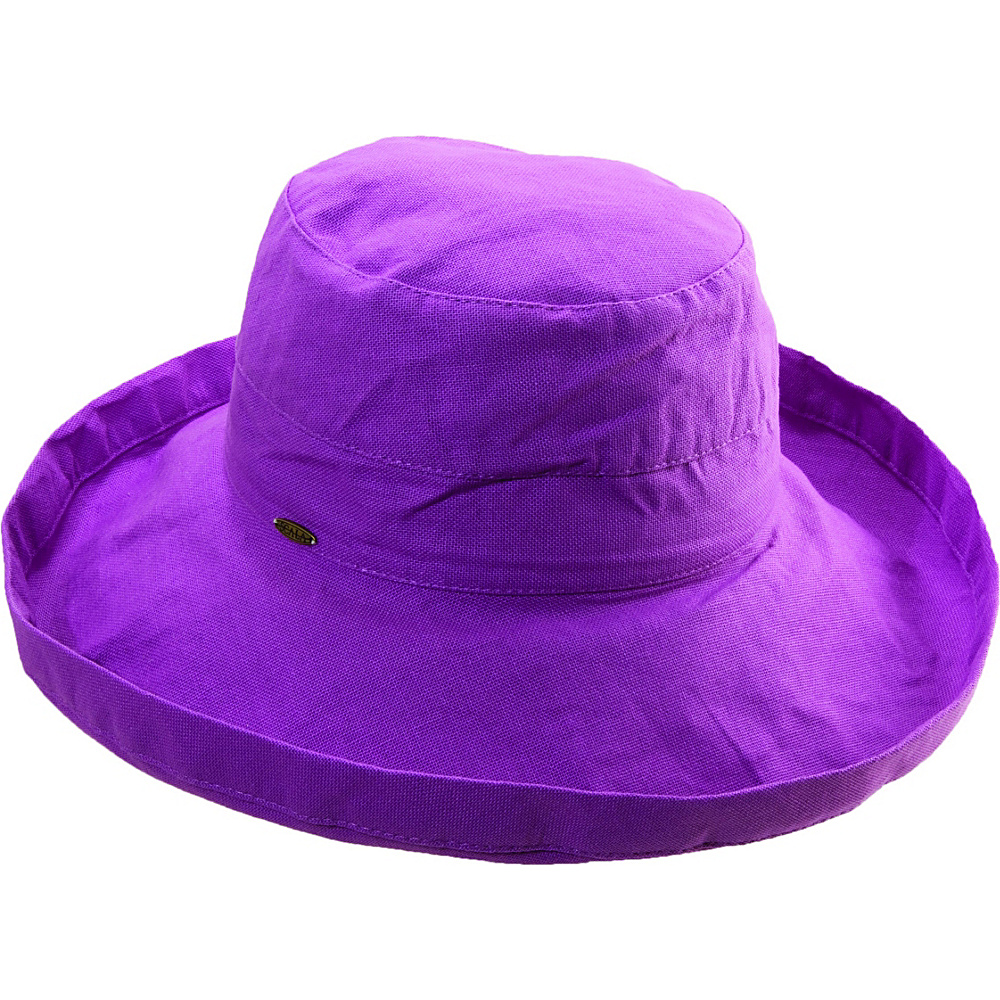 Scala Hats Cotton Big Brim w Drawstring Purple Scala Hats Hats Gloves Scarves