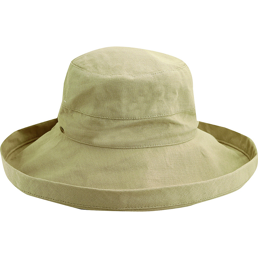 Scala Hats Cotton Big Brim w Drawstring Taupe Scala Hats Hats Gloves Scarves
