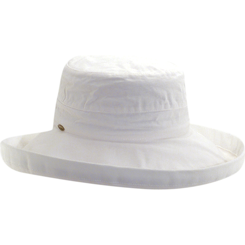 Scala Hats Cotton Big Brim w Drawstring White Scala Hats Hats Gloves Scarves