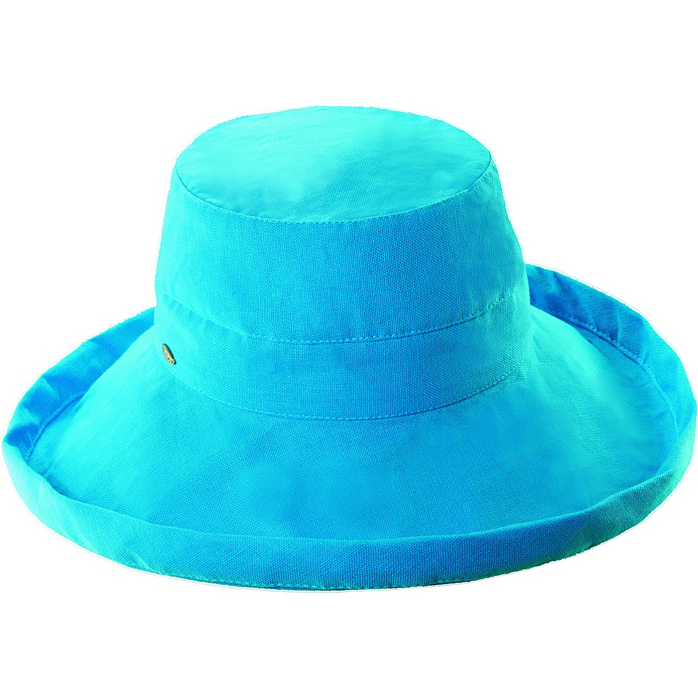Scala Hats Cotton Big Brim w Drawstring Azure Scala Hats Hats Gloves Scarves