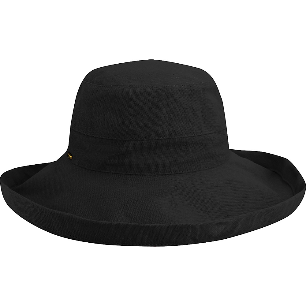 Scala Hats Cotton Big Brim w Drawstring Black Scala Hats Hats Gloves Scarves