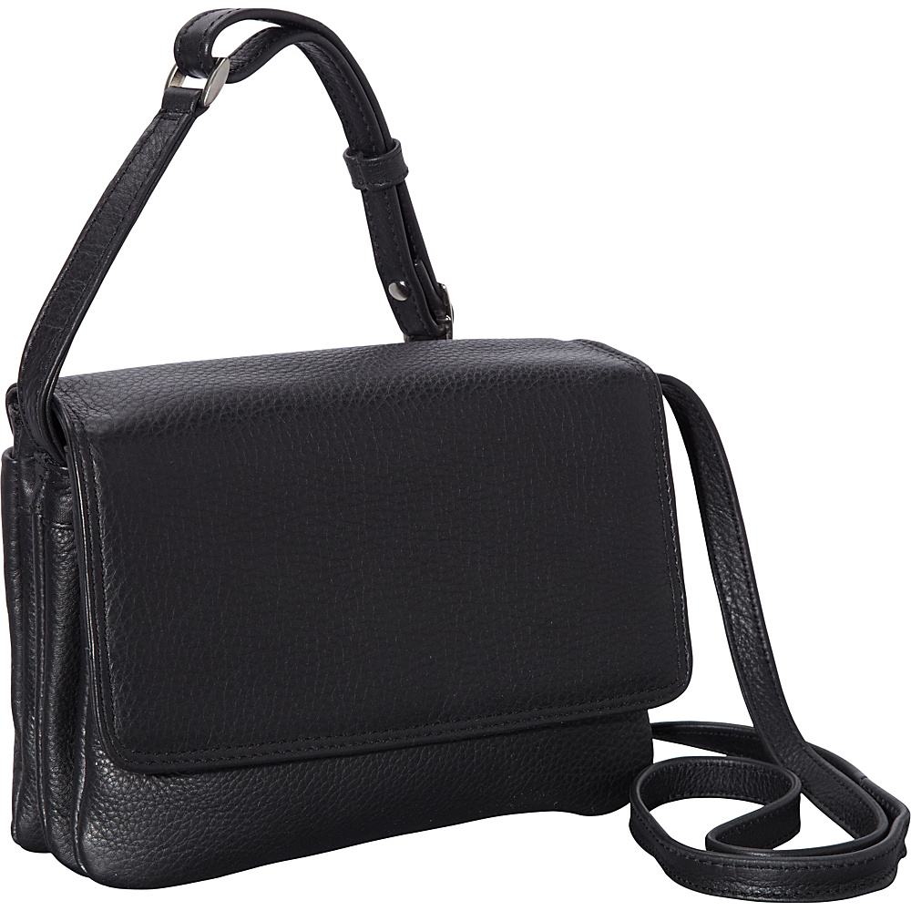 Derek Alexander Small Half Flap Shoulder Bag Black Derek Alexander Leather Handbags