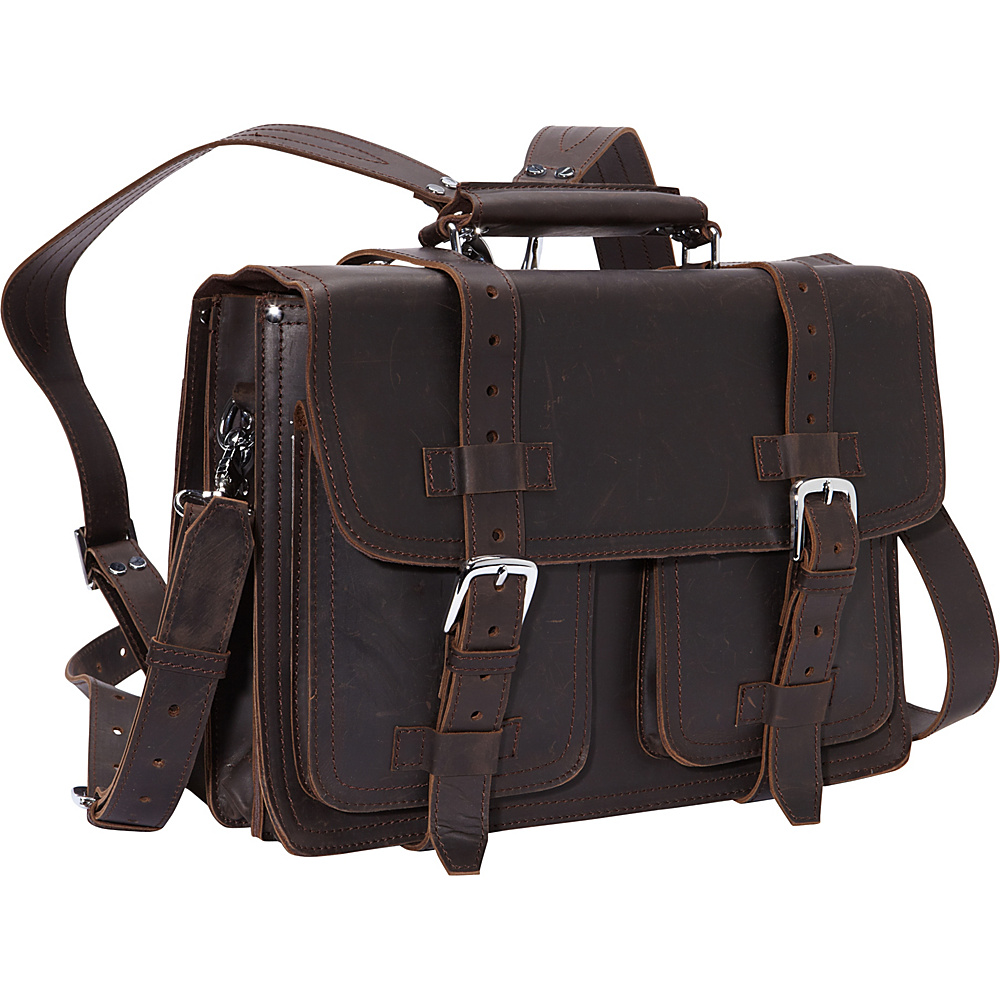 Vagabond Traveler 16 CEO Full Leather Briefcase Backpack Dark Brown Vagabond Traveler Non Wheeled Business Cases