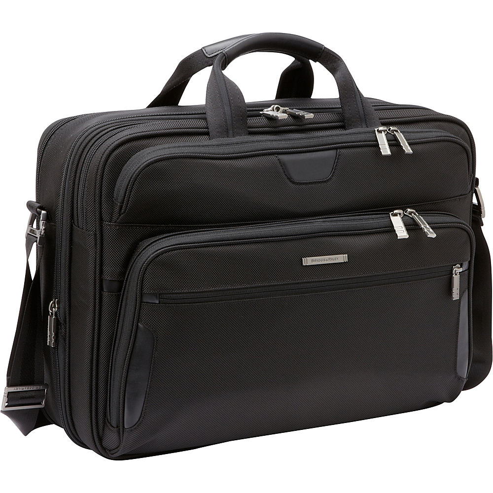 Briggs Riley Large Expandable Laptop Brief Black Briggs Riley Non Wheeled Business Cases