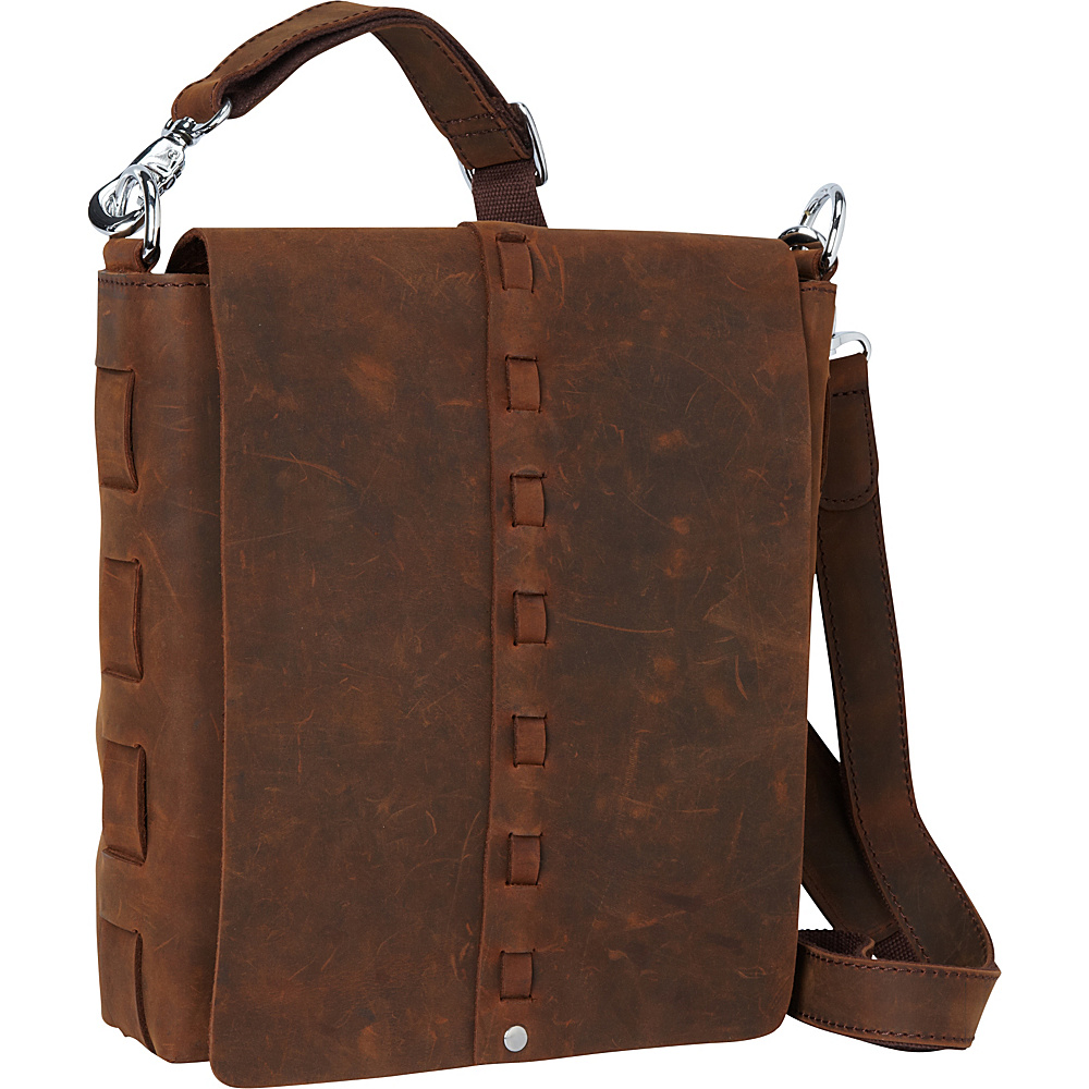 Vagabond Traveler 11.5 Leather Vertical Woven Messenger Vintage Brown Vagabond Traveler Messenger Bags