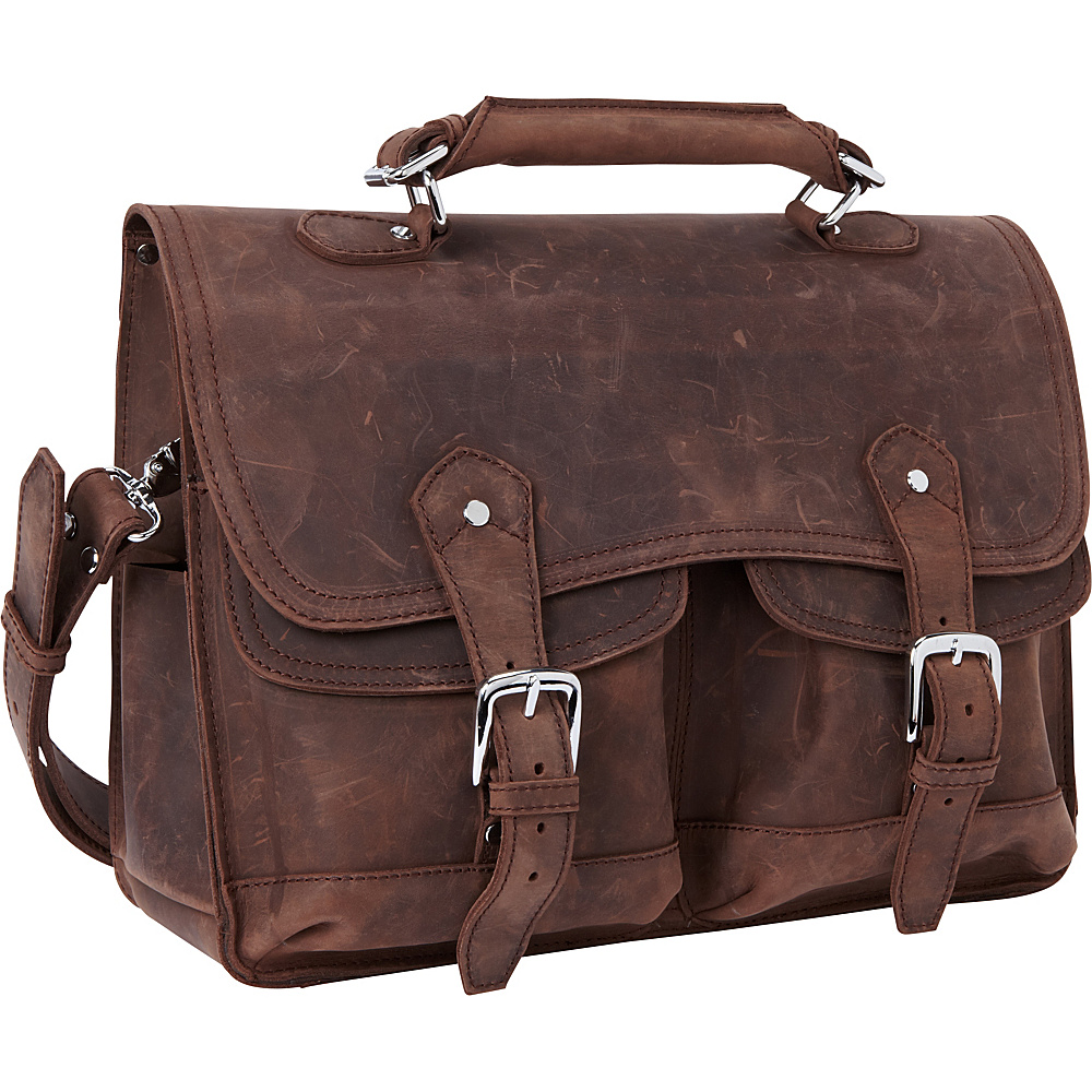 Vagabond Traveler 16.5 Leather Laptop Briefcase Vintage Brown Vagabond Traveler Non Wheeled Business Cases