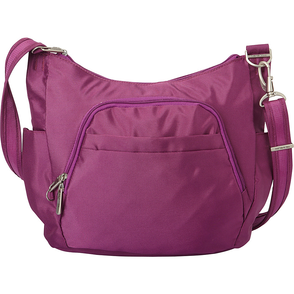 Travelon Anti Theft Classic Crossbody Bucket Bag Exclusive Colors Dark Purple Exclusive Color Travelon Fabric Handbags