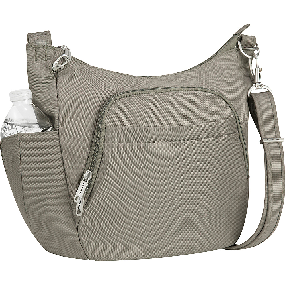 Travelon Anti Theft Classic Crossbody Bucket Bag Exclusive Colors Stone Travelon Fabric Handbags