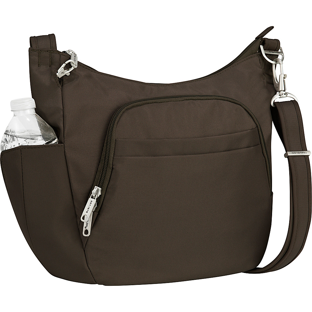 Travelon Anti Theft Classic Crossbody Bucket Bag Exclusive Colors Chocolate Travelon Fabric Handbags
