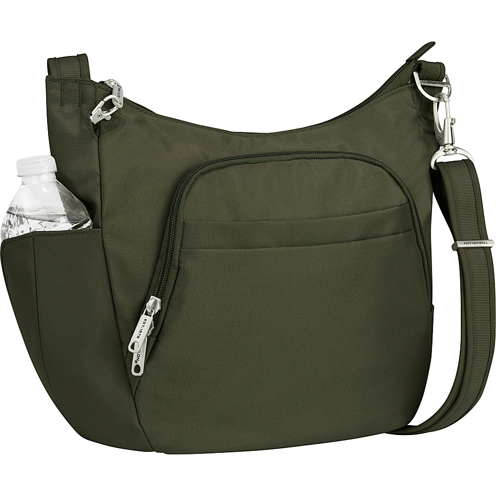 Travelon Anti Theft Classic Crossbody Bucket Bag Exclusive Colors Olive Travelon Fabric Handbags