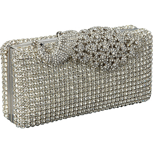 J. Furmani Hardcase Crystal Clutch Silver - J. Furmani Fabric Handbags