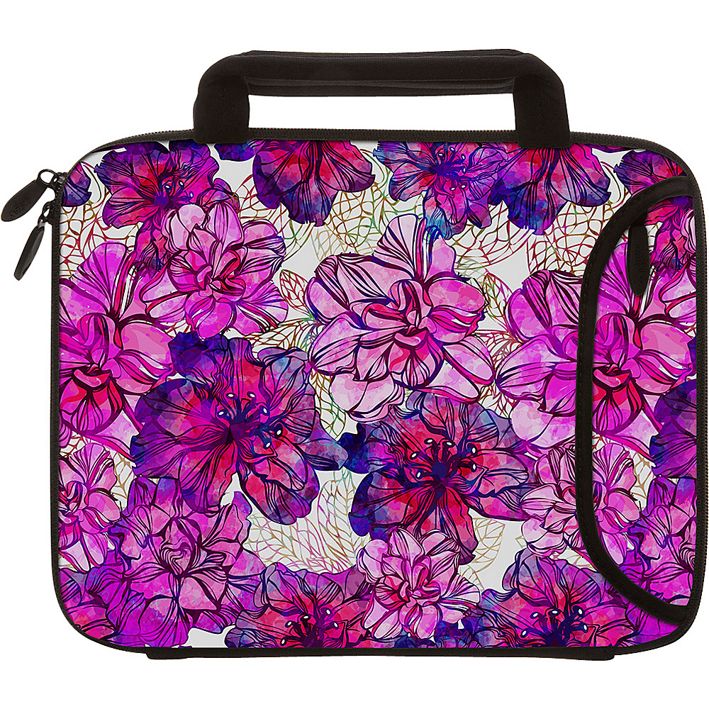 Designer Sleeves 8.9 10 Tablet iPad Sleeve with Handles Pink Purple Flowers Designer Sleeves Laptop Sleeves