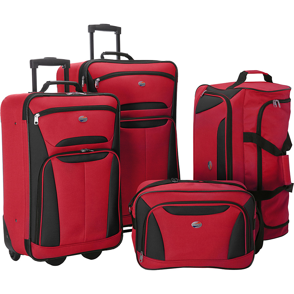 American Tourister Fieldbrook II 4 Pc Nested Luggage Set Red Black American Tourister Luggage Sets