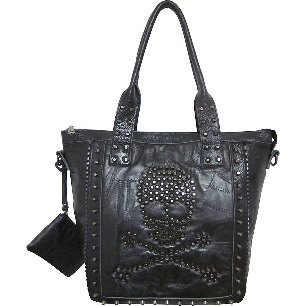 AmeriLeather QMetal Crossbones Black AmeriLeather Leather Handbags