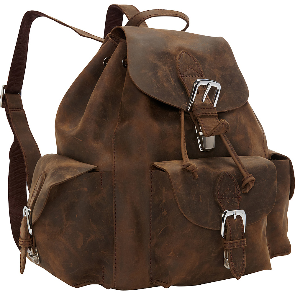 Vagabond Traveler 14 Tall Casual Style Oil Tanned Cowhide Leather Backpack Distress Vagabond Traveler Everyday Backpacks