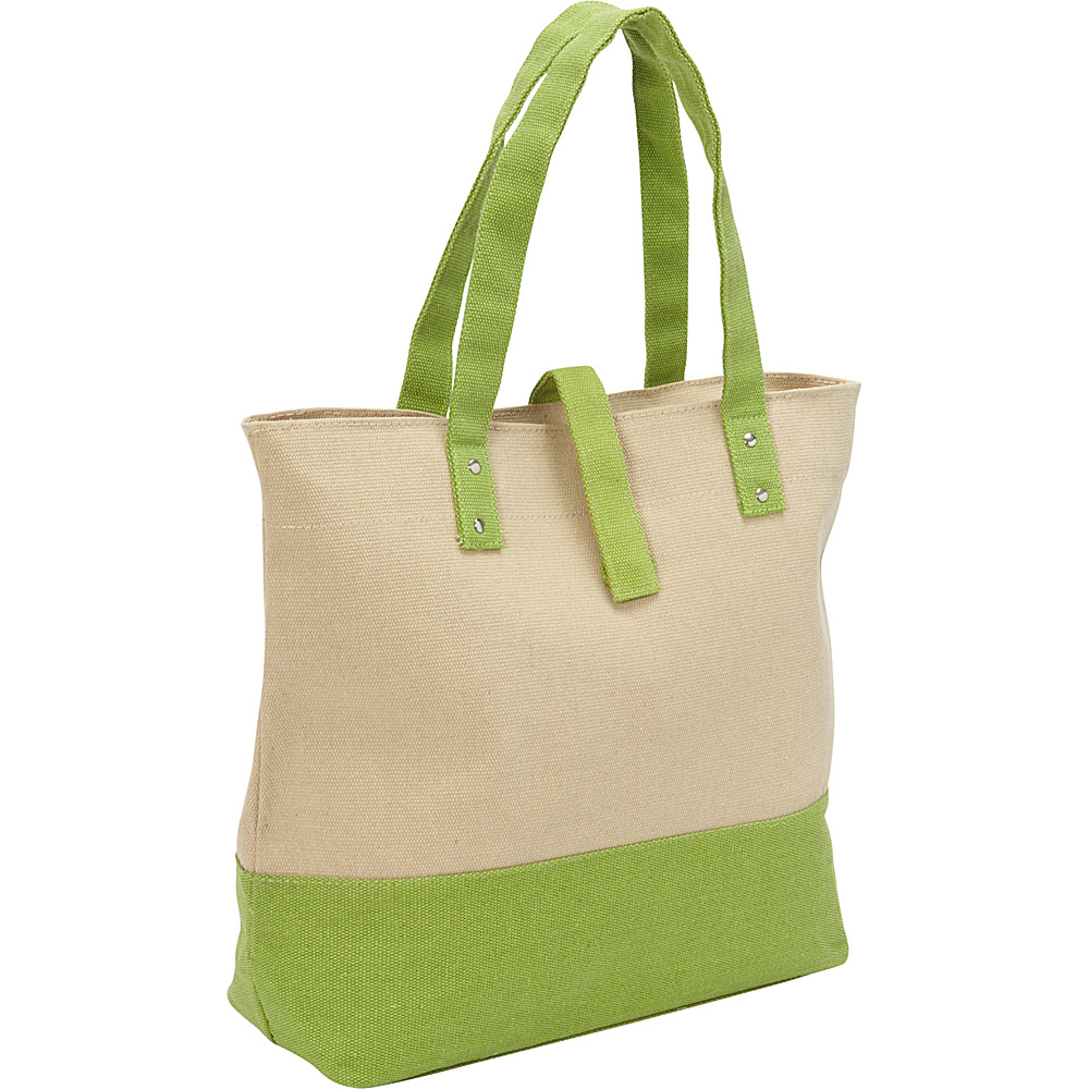 Magid Color Block Canvas Tote Natural Lime Magid Fabric Handbags