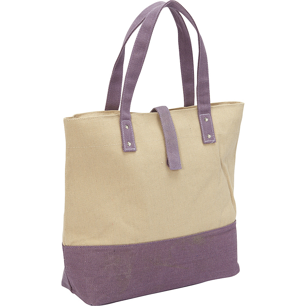 Magid Color Block Canvas Tote Natural Purple Magid Fabric Handbags