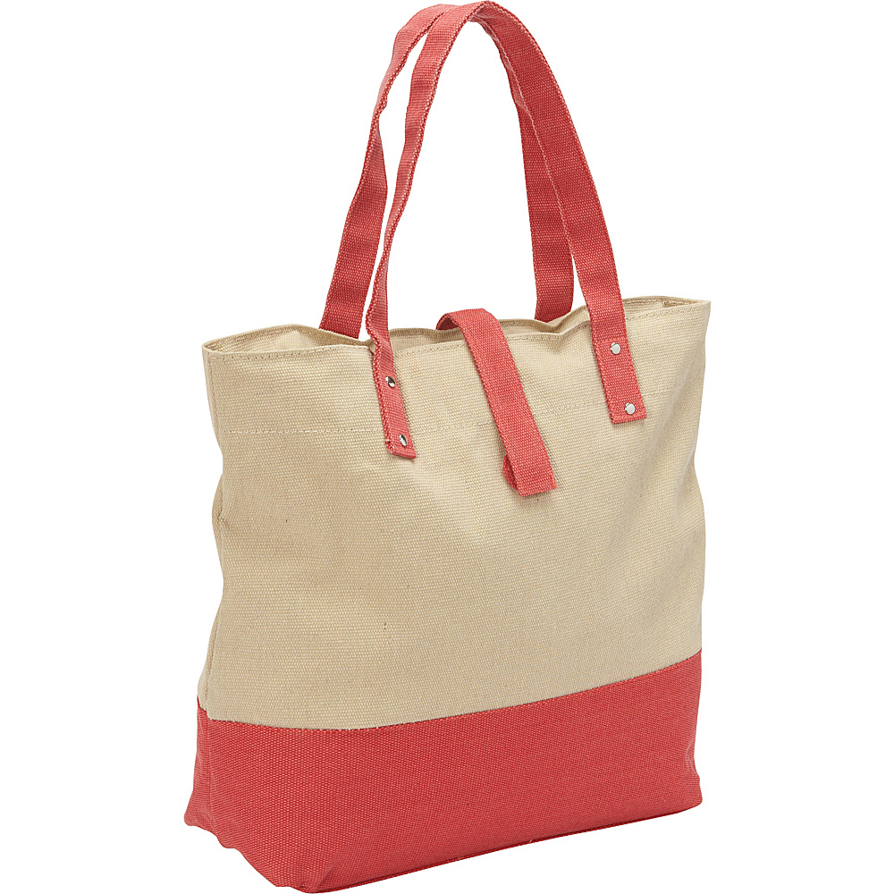 Magid Color Block Canvas Tote Natural Red Magid Fabric Handbags