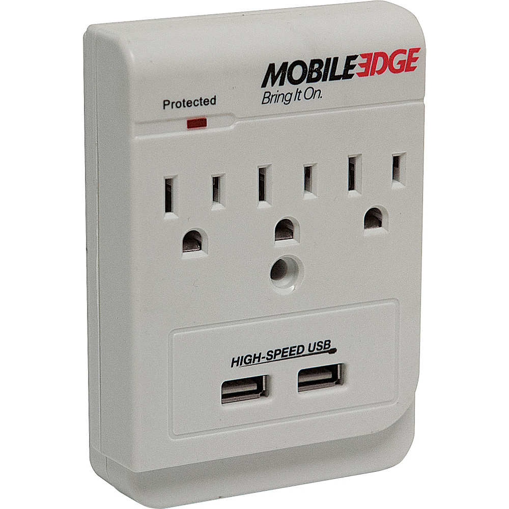 Mobile Edge Dual Power DX 3 AC and 2 USB Wall Outlet Power Adapter White Mobile Edge Electronic Accessories