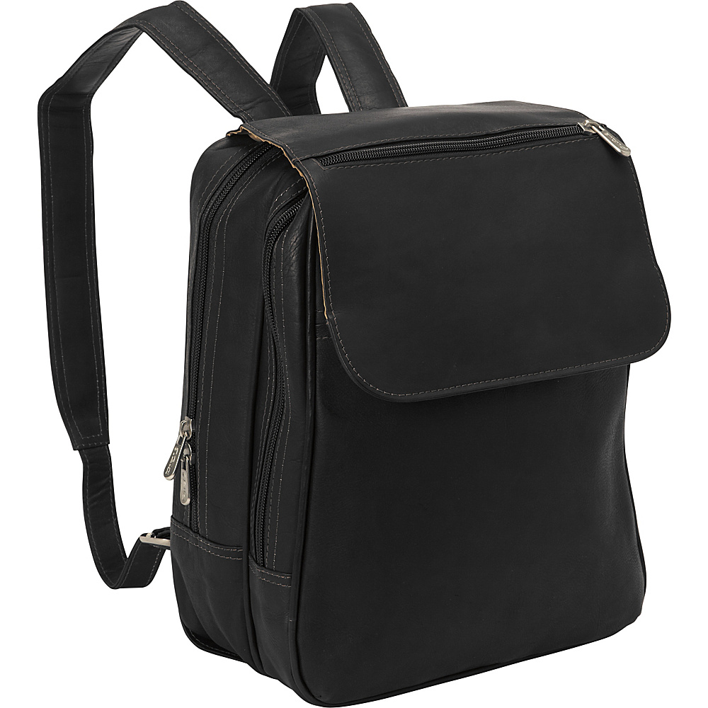 Piel Flap Over Tablet Backpack Black Piel Leather Handbags