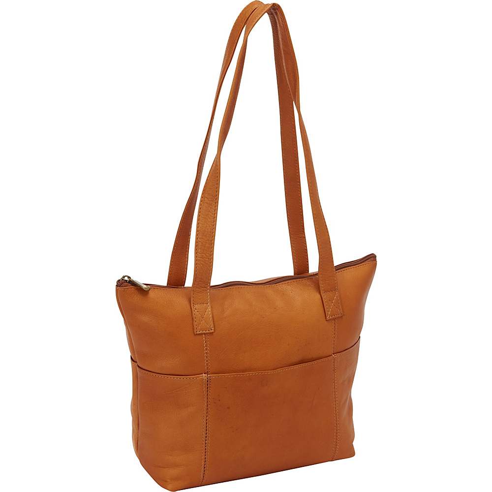 David King Co. Top Zip Shopping Tote Tan David King Co. Leather Handbags