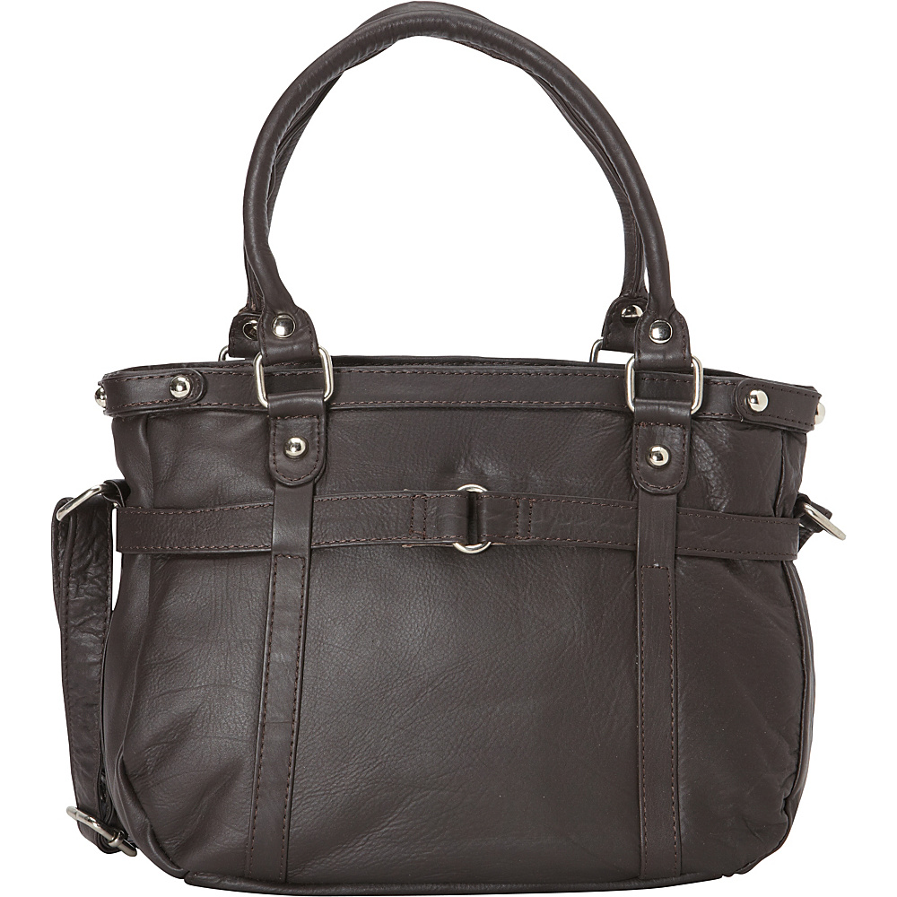 R R Collections Leather Medium Tote with Detachable Strap Brown R R Collections Leather Handbags