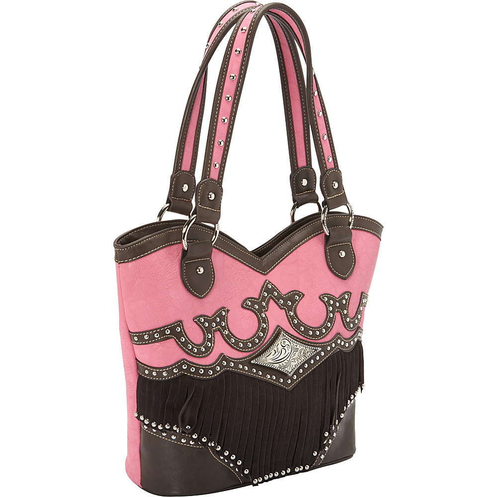 Montana West Fringe Collection Tote Pink Montana West Manmade Handbags