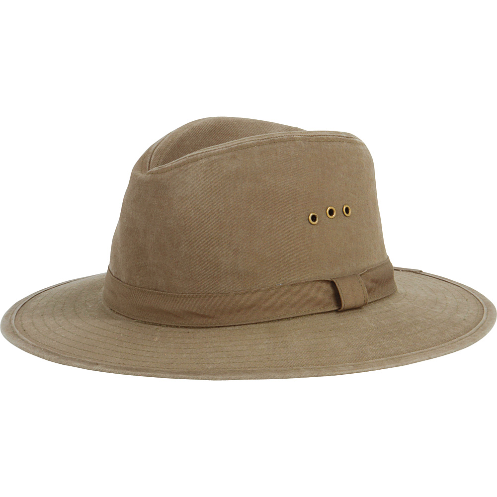 San Diego Hat Distressed Canvas Wide Brim Fedora with Grommets Olive San Diego Hat Hats Gloves Scarves