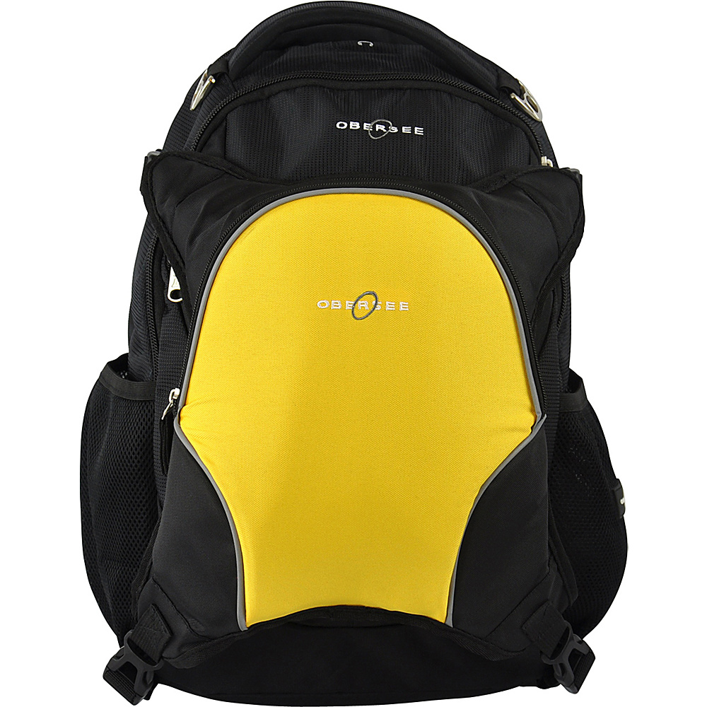 Obersee Oslo Diaper Bag Backpack and Cooler Black Yellow Obersee Diaper Bags Accessories