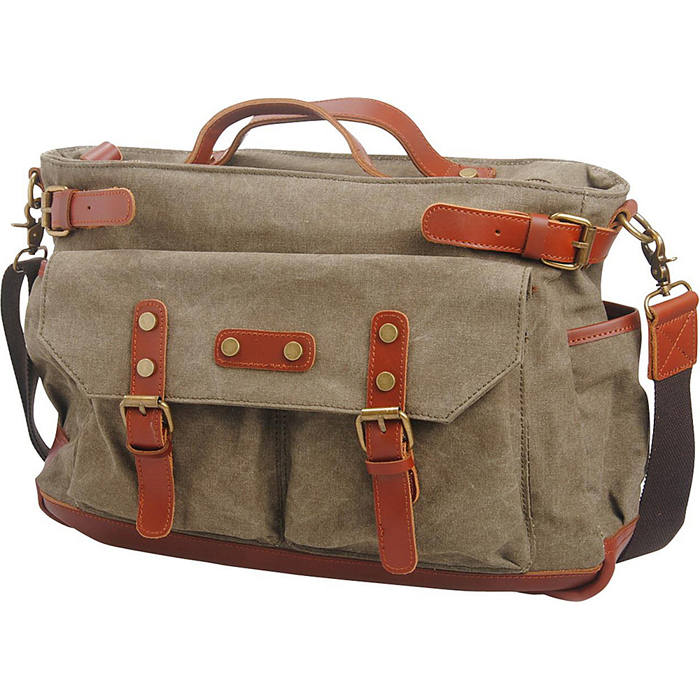 Vagabond Traveler Classic Antique Style Large Cotton Canvas Bag Military Green Vagabond Traveler Messenger Bags
