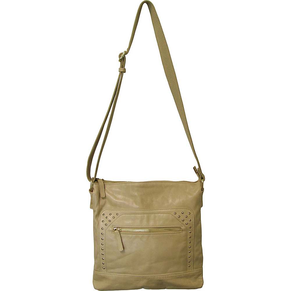 AmeriLeather Simply Messenger Shoulder Bag Tan AmeriLeather Leather Handbags
